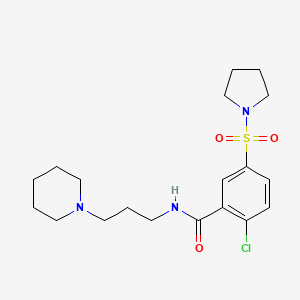 2-chloro-N-[3-(1-piperidinyl)propyl]-5-(1-pyrrolidinylsulfonyl)benzamide