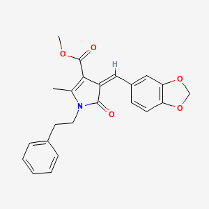 methyl 4-(1,3-benzodioxol-5-ylmethylene)-2-methyl-5-oxo-1-(2-phenylethyl)-4,5-dihydro-1H-pyrrole-3-carboxylate