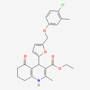 molecular formula C25H26ClNO5 B4789194 ethyl 4-{5-[(4-chloro-3-methylphenoxy)methyl]-2-furyl}-2-methyl-5-oxo-1,4,5,6,7,8-hexahydro-3-quinolinecarboxylate 