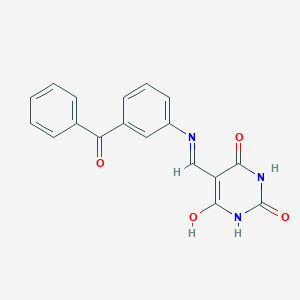 molecular formula C18H13N3O4 B4789215 5-{[(3-benzoylphenyl)amino]methylene}-2,4,6(1H,3H,5H)-pyrimidinetrione 