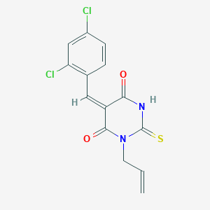 (5E)-5-[(2,4-dichlorophenyl)methylidene]-1-prop-2-enyl-2-sulfanylidene-1,3-diazinane-4,6-dione