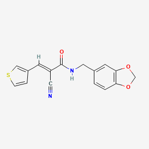 N-(1,3-benzodioxol-5-ylmethyl)-2-cyano-3-(3-thienyl)acrylamide