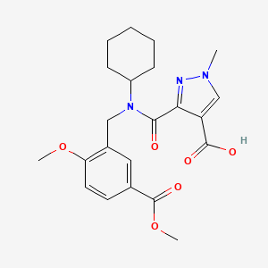 molecular formula C22H27N3O6 B4789255 3-({cyclohexyl[2-methoxy-5-(methoxycarbonyl)benzyl]amino}carbonyl)-1-methyl-1H-pyrazole-4-carboxylic acid 