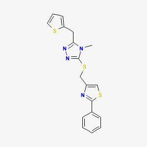 molecular formula C18H16N4S3 B4789263 4-methyl-3-{[(2-phenyl-1,3-thiazol-4-yl)methyl]thio}-5-(2-thienylmethyl)-4H-1,2,4-triazole 