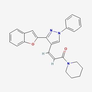 molecular formula C25H23N3O2 B4789295 1-{3-[3-(1-benzofuran-2-yl)-1-phenyl-1H-pyrazol-4-yl]acryloyl}piperidine 