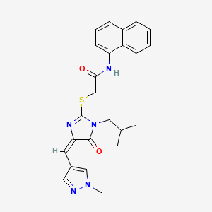 molecular formula C24H25N5O2S B4789337 2-({1-isobutyl-4-[(1-methyl-1H-pyrazol-4-yl)methylene]-5-oxo-4,5-dihydro-1H-imidazol-2-yl}thio)-N-1-naphthylacetamide 