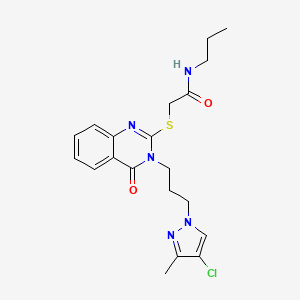 2-({3-[3-(4-CHLORO-3-METHYL-1H-PYRAZOL-1-YL)PROPYL]-4-OXO-3,4-DIHYDRO-2-QUINAZOLINYL}SULFANYL)-N~1~-PROPYLACETAMIDE