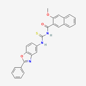 molecular formula C26H19N3O3S B4789415 3-methoxy-N-{[(2-phenyl-1,3-benzoxazol-5-yl)amino]carbonothioyl}-2-naphthamide 