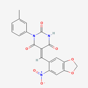 1-(3-methylphenyl)-5-[(6-nitro-1,3-benzodioxol-5-yl)methylene]-2,4,6(1H,3H,5H)-pyrimidinetrione