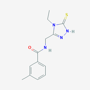 molecular formula C13H16N4OS B478950 N-[(4-ethyl-5-sulfanyl-4H-1,2,4-triazol-3-yl)methyl]-3-methylbenzamide CAS No. 591761-89-6