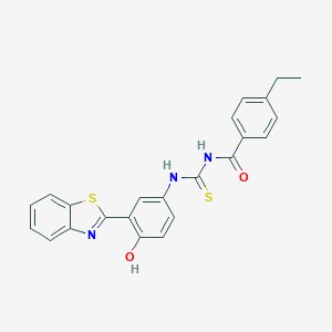 molecular formula C23H19N3O2S2 B478951 N-{[3-(1,3-benzothiazol-2-yl)-4-hydroxyphenyl]carbamothioyl}-4-ethylbenzamide CAS No. 662155-67-1