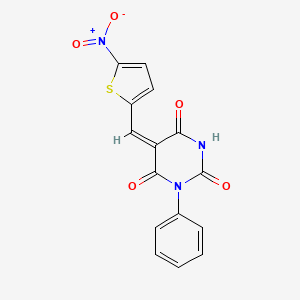 molecular formula C15H9N3O5S B4789621 5-[(5-nitro-2-thienyl)methylene]-1-phenyl-2,4,6(1H,3H,5H)-pyrimidinetrione 