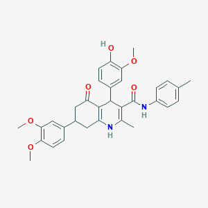 molecular formula C33H34N2O6 B4789731 7-(3,4-dimethoxyphenyl)-4-(4-hydroxy-3-methoxyphenyl)-2-methyl-N-(4-methylphenyl)-5-oxo-1,4,5,6,7,8-hexahydro-3-quinolinecarboxamide 