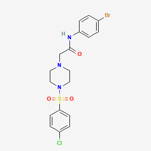 molecular formula C18H19BrClN3O3S B4789745 N-(4-bromophenyl)-2-{4-[(4-chlorophenyl)sulfonyl]-1-piperazinyl}acetamide 