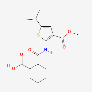 molecular formula C17H23NO5S B4789763 2-({[5-isopropyl-3-(methoxycarbonyl)-2-thienyl]amino}carbonyl)cyclohexanecarboxylic acid 