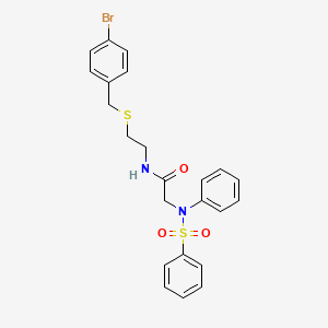 molecular formula C23H23BrN2O3S2 B4789849 N~1~-{2-[(4-bromobenzyl)thio]ethyl}-N~2~-phenyl-N~2~-(phenylsulfonyl)glycinamide 