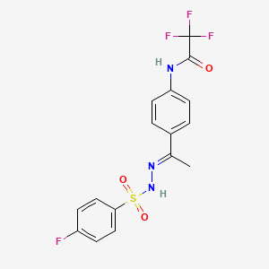 2,2,2-trifluoro-N-(4-{N-[(4-fluorophenyl)sulfonyl]ethanehydrazonoyl}phenyl)acetamide