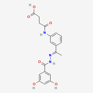 4-({3-[N-(3,5-dihydroxybenzoyl)ethanehydrazonoyl]phenyl}amino)-4-oxobutanoic acid