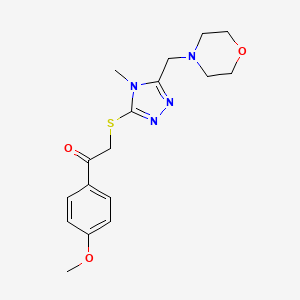 molecular formula C17H22N4O3S B4790214 1-(4-methoxyphenyl)-2-{[4-methyl-5-(4-morpholinylmethyl)-4H-1,2,4-triazol-3-yl]thio}ethanone 