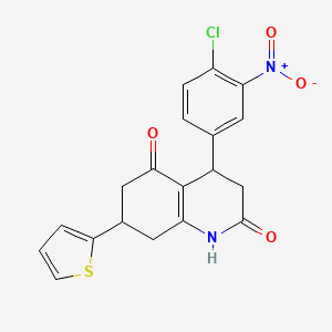 molecular formula C19H15ClN2O4S B4790299 4-(4-chloro-3-nitrophenyl)-7-(2-thienyl)-4,6,7,8-tetrahydro-2,5(1H,3H)-quinolinedione 