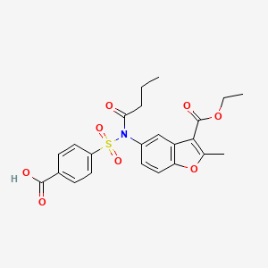 molecular formula C23H23NO8S B4790318 4-({butyryl[3-(ethoxycarbonyl)-2-methyl-1-benzofuran-5-yl]amino}sulfonyl)benzoic acid 