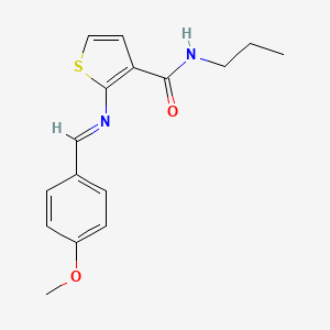 molecular formula C16H18N2O2S B4790325 2-[(4-methoxybenzylidene)amino]-N-propyl-3-thiophenecarboxamide 