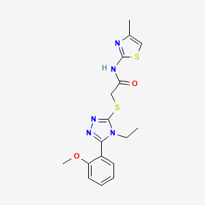 molecular formula C17H19N5O2S2 B4790337 2-{[4-ethyl-5-(2-methoxyphenyl)-4H-1,2,4-triazol-3-yl]thio}-N-(4-methyl-1,3-thiazol-2-yl)acetamide 