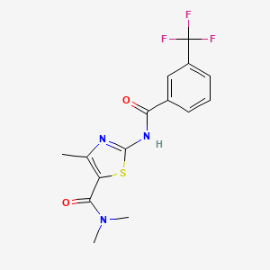 molecular formula C15H14F3N3O2S B4790385 N,N,4-trimethyl-2-{[3-(trifluoromethyl)benzoyl]amino}-1,3-thiazole-5-carboxamide 