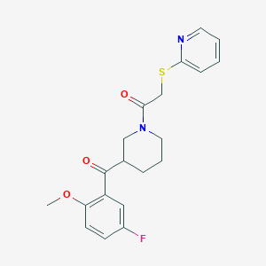 molecular formula C20H21FN2O3S B4790471 (5-fluoro-2-methoxyphenyl){1-[(2-pyridinylthio)acetyl]-3-piperidinyl}methanone 