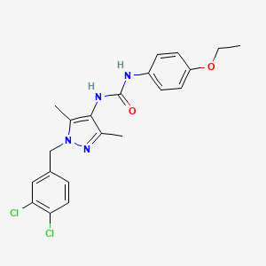 molecular formula C21H22Cl2N4O2 B4790476 N-[1-(3,4-dichlorobenzyl)-3,5-dimethyl-1H-pyrazol-4-yl]-N'-(4-ethoxyphenyl)urea 