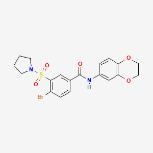 4-bromo-N-(2,3-dihydro-1,4-benzodioxin-6-yl)-3-(1-pyrrolidinylsulfonyl)benzamide