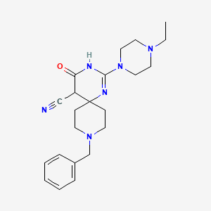 molecular formula C22H30N6O B4790571 9-benzyl-2-(4-ethyl-1-piperazinyl)-4-oxo-1,3,9-triazaspiro[5.5]undec-2-ene-5-carbonitrile 