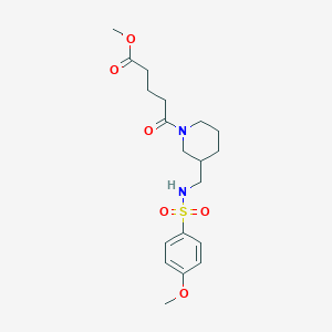 molecular formula C19H28N2O6S B4790584 methyl 5-[3-({[(4-methoxyphenyl)sulfonyl]amino}methyl)-1-piperidinyl]-5-oxopentanoate 