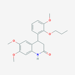 molecular formula C21H25NO5 B4790625 6,7-dimethoxy-4-(3-methoxy-2-propoxyphenyl)-3,4-dihydro-2(1H)-quinolinone 