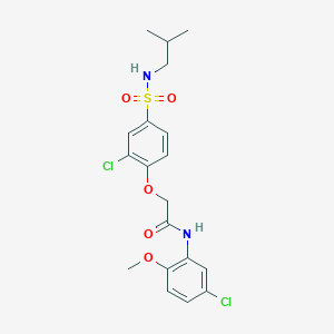 molecular formula C19H22Cl2N2O5S B4790657 2-{2-chloro-4-[(isobutylamino)sulfonyl]phenoxy}-N-(5-chloro-2-methoxyphenyl)acetamide 