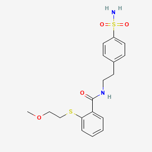 molecular formula C18H22N2O4S2 B4790668 N-{2-[4-(aminosulfonyl)phenyl]ethyl}-2-[(2-methoxyethyl)thio]benzamide 