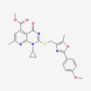 molecular formula C25H24N4O5S B4790680 methyl 1-cyclopropyl-2-({[2-(4-methoxyphenyl)-5-methyl-1,3-oxazol-4-yl]methyl}thio)-7-methyl-4-oxo-1,4-dihydropyrido[2,3-d]pyrimidine-5-carboxylate 