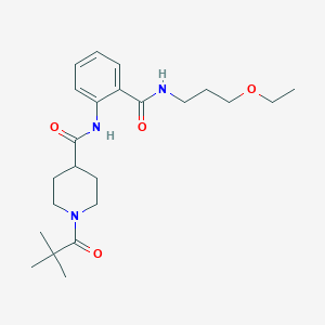 molecular formula C23H35N3O4 B4790687 1-(2,2-dimethylpropanoyl)-N-(2-{[(3-ethoxypropyl)amino]carbonyl}phenyl)-4-piperidinecarboxamide 