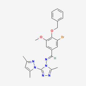 molecular formula C23H23BrN6O2 B4790797 N-[4-(benzyloxy)-3-bromo-5-methoxybenzylidene]-3-(3,5-dimethyl-1H-pyrazol-1-yl)-5-methyl-4H-1,2,4-triazol-4-amine 