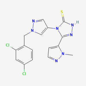 molecular formula C16H13Cl2N7S B4790804 4-[1-(2,4-dichlorobenzyl)-1H-pyrazol-4-yl]-5-(1-methyl-1H-pyrazol-5-yl)-4H-1,2,4-triazole-3-thiol 