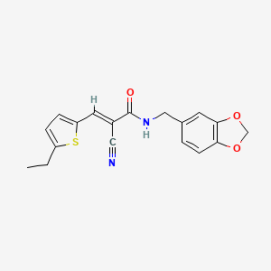 molecular formula C18H16N2O3S B4790861 N-(1,3-benzodioxol-5-ylmethyl)-2-cyano-3-(5-ethyl-2-thienyl)acrylamide 