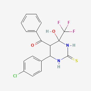 [6-(4-chlorophenyl)-4-hydroxy-2-thioxo-4-(trifluoromethyl)hexahydro-5-pyrimidinyl](phenyl)methanone
