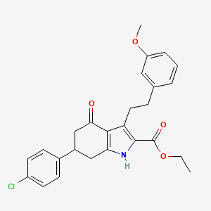 ethyl 6-(4-chlorophenyl)-3-[2-(3-methoxyphenyl)ethyl]-4-oxo-4,5,6,7-tetrahydro-1H-indole-2-carboxylate