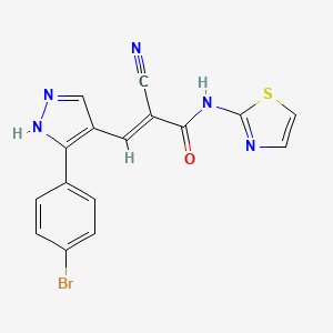 3-[3-(4-bromophenyl)-1H-pyrazol-4-yl]-2-cyano-N-1,3-thiazol-2-ylacrylamide
