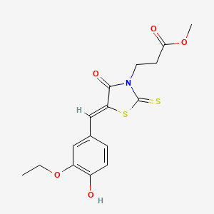 molecular formula C16H17NO5S2 B4790927 methyl 3-[5-(3-ethoxy-4-hydroxybenzylidene)-4-oxo-2-thioxo-1,3-thiazolidin-3-yl]propanoate 