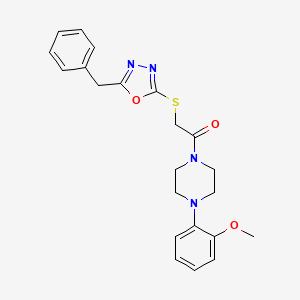 molecular formula C22H24N4O3S B4790999 1-{[(5-benzyl-1,3,4-oxadiazol-2-yl)thio]acetyl}-4-(2-methoxyphenyl)piperazine 
