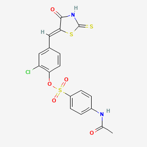 molecular formula C18H13ClN2O5S3 B4791024 2-chloro-4-[(4-oxo-2-thioxo-1,3-thiazolidin-5-ylidene)methyl]phenyl 4-(acetylamino)benzenesulfonate 