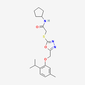 molecular formula C20H27N3O3S B4791030 N-cyclopentyl-2-({5-[(2-isopropyl-5-methylphenoxy)methyl]-1,3,4-oxadiazol-2-yl}thio)acetamide 