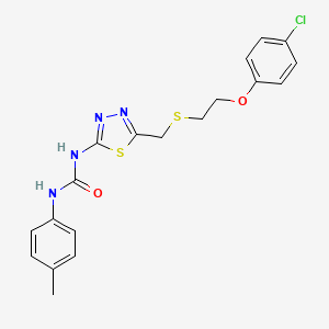 molecular formula C19H19ClN4O2S2 B4791071 N-[5-({[2-(4-chlorophenoxy)ethyl]thio}methyl)-1,3,4-thiadiazol-2-yl]-N'-(4-methylphenyl)urea 
