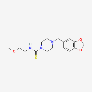 molecular formula C16H23N3O3S B4791079 4-(1,3-benzodioxol-5-ylmethyl)-N-(2-methoxyethyl)-1-piperazinecarbothioamide 